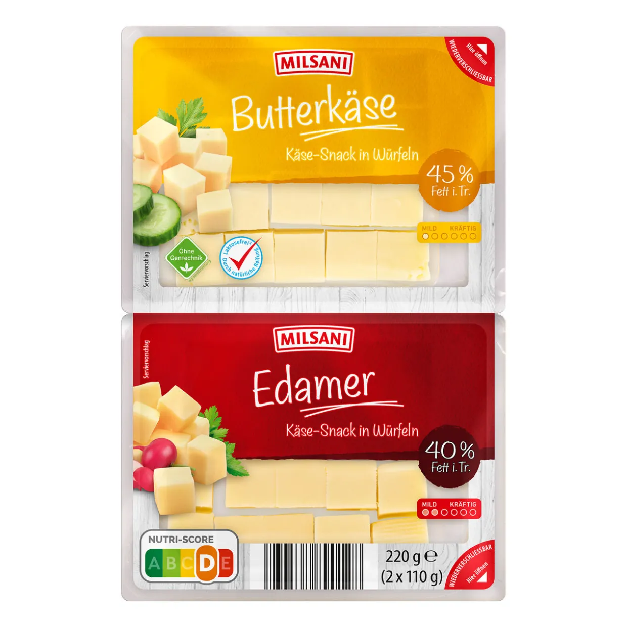 Käse-Snack in Würfeln